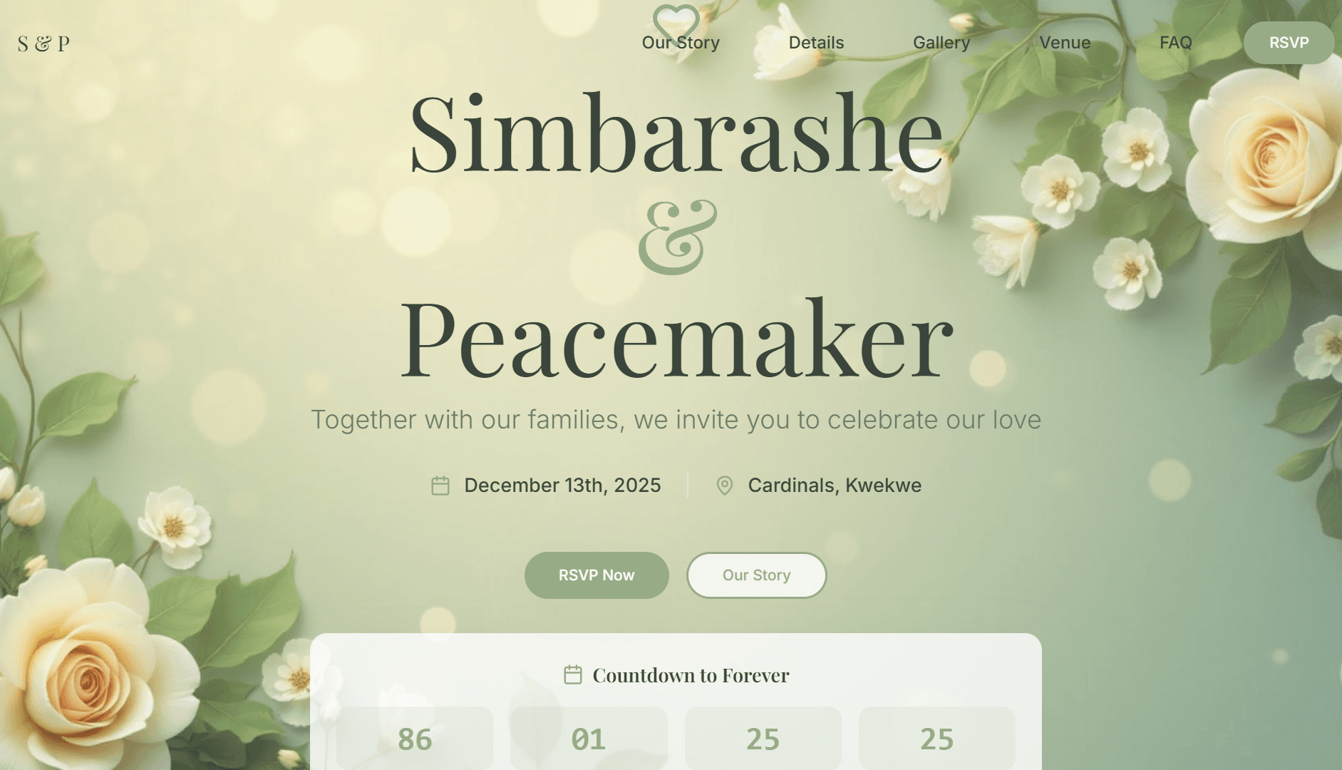 Screenshot of Wedding Invitation